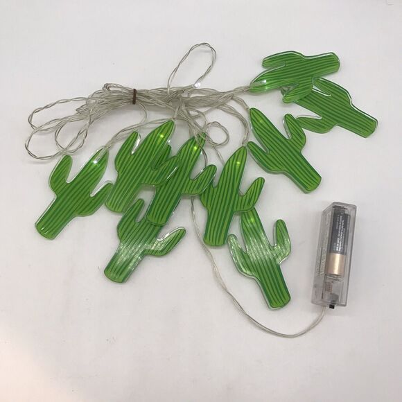 String Lights Green Cactus Lights Set of 9 Decorative LED Indoor or Patio Decor - Picture 3 of 6